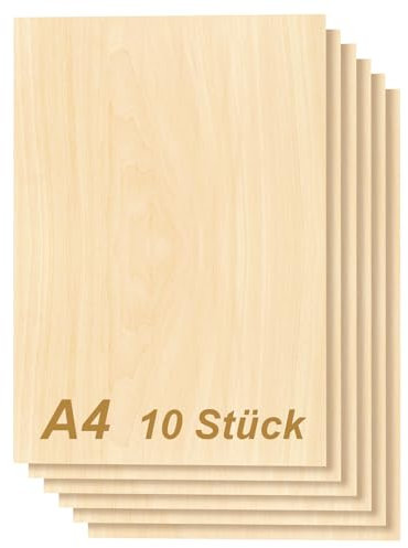 Tocome 10 pezzi in compensato di tiglio A4, 210 x 297 x 3 mm, laser in legno 3 mm