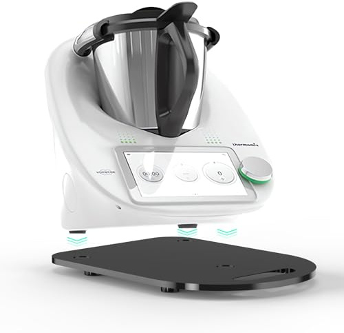 Qwyzor Base Scorrevole Bimby TM6 TM5, Base Bimby TM6 in Acrilico, Vassoio Scorrevole per Thermomix, Accessori Bimby TM6 con 7 piedini in gomma ammortizzanti, Facile Scorrevole, Facile da pulire, Nero