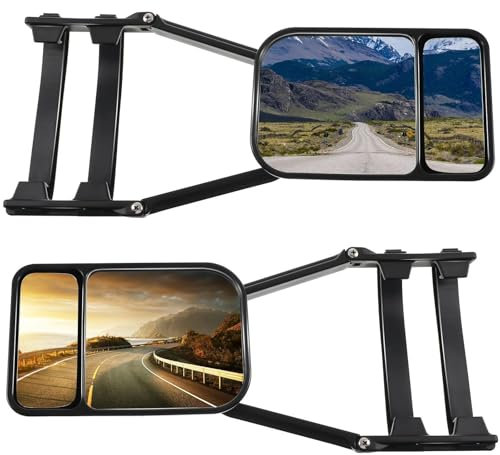 BOROCO Specchio per roulotte, universale, doppia vista, specchietto retrovisore esterno, 185 x 120 mm, regolabile a 360°, adatto per tutti i tipi di veicoli comuni
