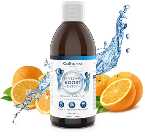 CALHEROO Diuretico Drenante Forte Anticellulite Detox Depurativo Fegato e Intestino per Ritenzione Idrica con Orthosiphon Tarassaco Ananas Ribes Nero Betulla Matè e Centella 500 ML Made in Italy