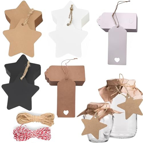 202 Stück Geschenkanhänger Weihnachten, Geschenkanhänger Weihnachten, Geeignet für Weihnachtsgeschenke Weihnachtsbaumschmuck,für Likörflaschen Stempel Marmeladendeckchen Geschenktüten Geschenkband