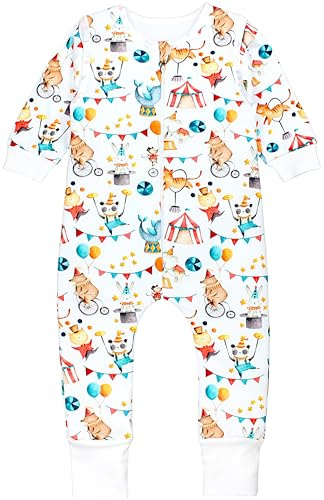 TupTam Schlafsack mit Füßen aus Bio-Baumwolle – Baby Schlafsack 2.5 TOG mit Beinen & Ärmeln, OEKO-TEX, Farbe: Zirkus Tiere, Größe: 104-110