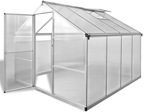 puraday Gewächshaus im Garten 242x250x195 cm Verstärktes Aluminium 6,05 m² Gewächshaus Klein Frostschutz Pflanzen Winterschutz Gemüsehaus Treibhaus Gerätehaus Tomatenhaus Rinnensystem&Lüftung
