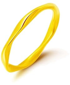 AMDXD Gelbgold 24 Karat 999 Trauringe Echte Goldschmuck, Morbius Dünn 2MM Bandringe, 24K Gold Verlobungsring, Gr.51 (16.2)