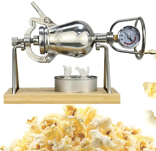 HIQIDI Máquina de Palomitas de maíz casera de Calidad, pequeña máquina de Palomitas de maíz Vintage nostálgica de Acero Inoxidable 304, pequeña máquina de Palomitas de maíz casera, 328 ml
