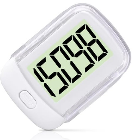 Flintronic Contapassi 3D Sportivo Portatile per Camminare con Clip e Cordino - Contapassi per Fitness Uomo/Donna/Anziani/Bambini, Bianco