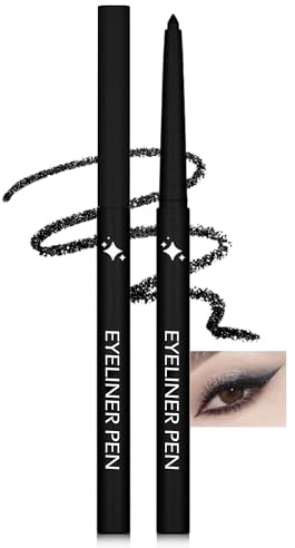 Crayon Yeux Noir Pailleté, Super Doux et Lisse Glitter Gel Eyeliner Pencil | Très Pigmenté Eye Liner Couleur, Waterproof and Durable avec Effet Paillette Métallique, Maquillage Femme les Yeux Noël