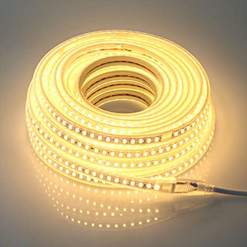 pcningled 220-240v 2M led Strip Light SMD 5730 IP67 Waterproof 120 LEDs/M 9W/M Cuttable Every 1M Flexible Led Lights for Bedroom,Kids Room,Ceiling,Kitchen,Party (Warm White, 2M)