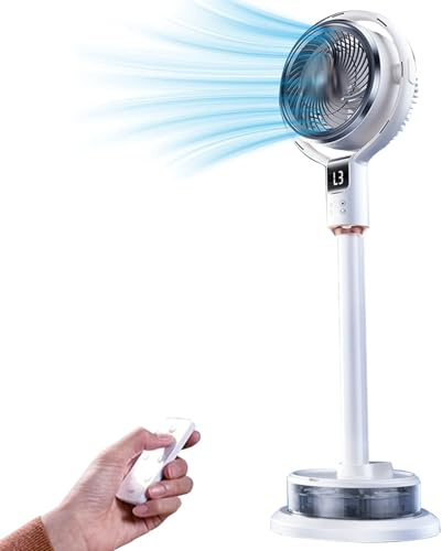 Ventilatore Nebulizzatore Indoor Outdoor, Ventilatore Acqua, con Telecomando, Flusso D'aria Grandangolare 3D a 180°, con Serbatoio D'acqua da 2,5 L, per Camera da Letto, Soggiorno, Giardino, Terrazza