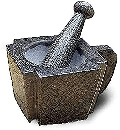 YJYJY Ensemble mortier et Pilon en Pierre Bleue Naturelle, Pot à ail en Pierre Fait à la Main, Appareil médicinal, mortier et Pilon