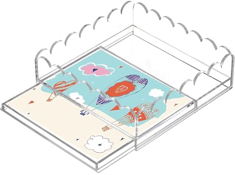 Hozaenwa Bandeja de Acrílico con Insertos, Bandeja Decorativa con Bordes Ondulados y Cajón para Objetos Pequeños, Organizador de Escritorio para Artesanías Fotos Joyería Tocador Baño Dormitorio