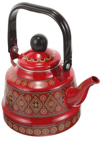 JECOMPRIS Bollitore Per Tè Smaltato 1,1 l Rosso, Bollitore D’acqua Decorativo Per Casa, Ufficio, Hotel e Ristoranti, Facile Da Pulire Design Artistico e Superficie Liscia