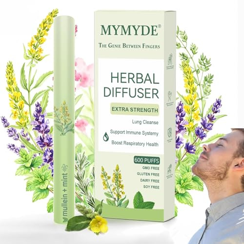MYMYDE Herbal Mullein Diffuser Pen -Thyme & Mint Extract-Designed for Lung Detoxification and Oral Freshness-Soothing Relaxation Sticks - Quit Smoking -Your Choice for Health and Aromatherapy