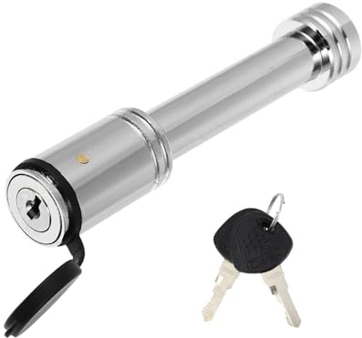 Toddmomy Candado para Enganche de Remolque Resistente la Corrosión Bloqueo Tubular con Llave Redonda Fácil Instalación sin Taladro Incluye Cubierta Antipolvo y Llaves Compatible con