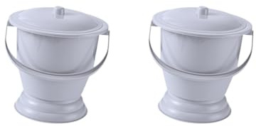 Lot de 2 pots à urine avec couvercle et poignée pour enfants, adultes, femmes, enfants, gris, 23,7 x 23 x 19 cm