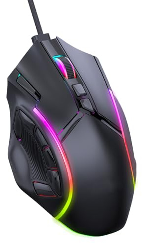 YUYTE Gaming Mouse RGB Wired 12800DPI 12 Programmable Buttons Computer Accessories PC Gaming Gear Wired Mouse with Colorful RGB Lighting for Smooth Gaming Experience
