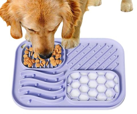 Slickmattor för hundar – 20 x 15 x 1 cm rolig matningsmatta, silikongodisdispenser pussel, interaktiv långsam matare för mental stimulering | hund katt matning valp träning behandling