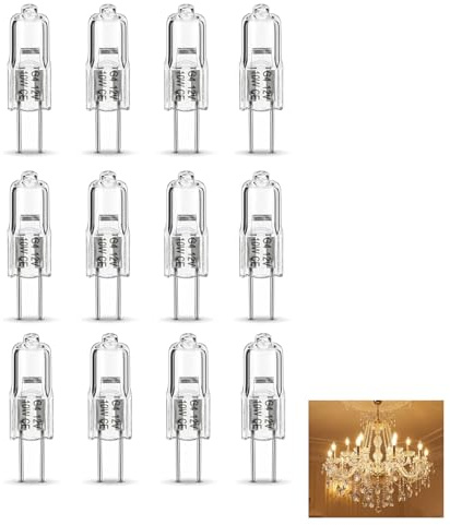 WaxYxaW 12 PCS G4 Halogenlampen-10W 12V Dimmbar Stiftsockellampe,2700K Warmweiß 140LM für Kronleuchter, Dunstabzugshaube und Schrankbeleuchtung (G4 10w 12v)