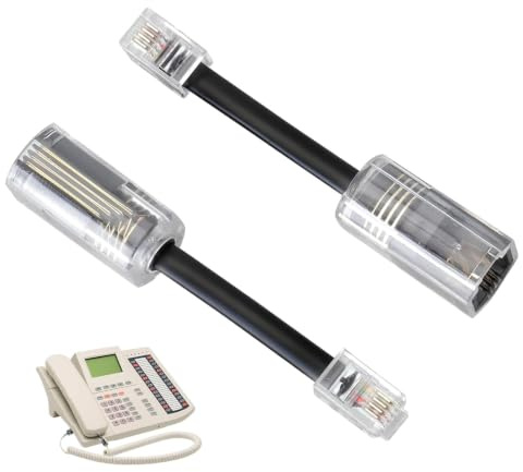 Set di 2 cavi telefonici a 360 gradi, anti-groviglio, adattatore RJ9 4P4C per rete fissa, telefono da scrivania e home office, previene la torsione dei cavi, ottimizza l'uso del cavo telefonico