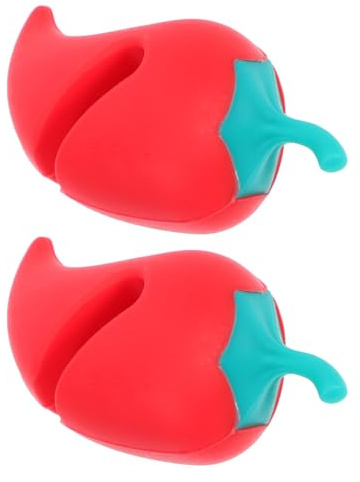 KAILIKETIY Kitchen Gadget in Silicone a Forma di Peperone Rosso Accessorio Cucina Set 2 Pezzi Sollevatore per Coperchio in Silicone per Pentole Funzione di Rilascio Vapore per Kitchen
