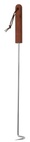 Pitycbo Gancio per Girare, Ribaltatore per Alimenti, Barbecue, Gancio in Acciaio Inox con Manico in Legno, Piastra, Strumento di Cottura per Bistecch, 44x3.7 Cm