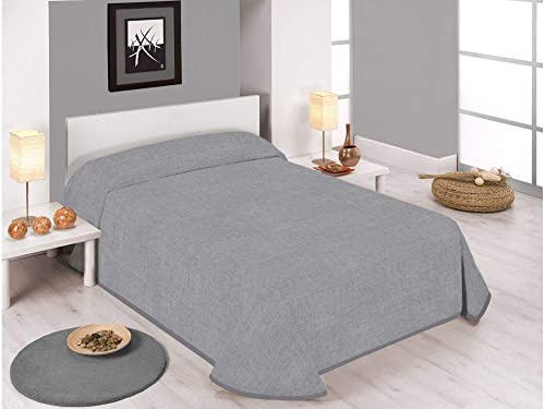 SABANALIA - Colcha Estampada Stone, Cubre Cama 50% algodón - 50% poliéster, Colcha para Primavera y Verano, (Disponible en Varios tamaños y colres) - Cama 200 - (300 x 280), Gris