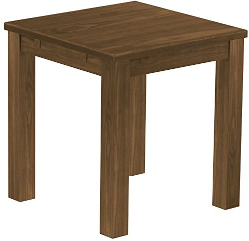 B.R.A.S.I.L.-Möbel Esstisch Rio Classico 73x73 cm Nussbaum Holz Pinie Massivholz Esszimmertisch Echtholz ausziehbar vorgerichtet für Ansteckplatten