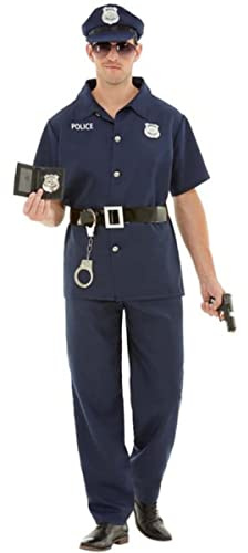 Funidelia | Costume da Poliziotto per Uomo Taglia XXL Poliziotto, Agente di Polizia, FBI, Professioni - Azzurro/Blu