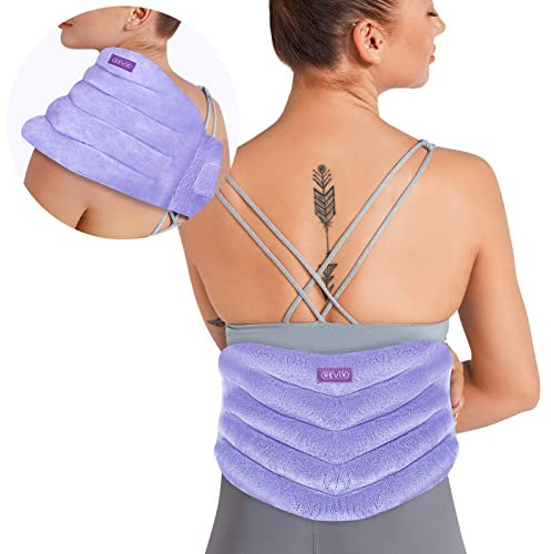 REVIX Microwave Heating Pad for Back Pain and Cramps Relief with Moist Heat, Extra Large Microwavable Heated Wrap for Lumbar, Waist, Stomach, Shoulder and Neck Hot or Cold Pack, Reusable, Portable
