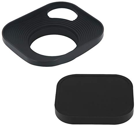 Haoge LH-B39P 39mm Metall Rechteckig Einschrauben Aushöhlen Sonnenblende Gegenlichtblende mit Kappe für Leica Leitz Messsucherkamera Objektiv mit 39mm E39 Filtergewinde Schwarz