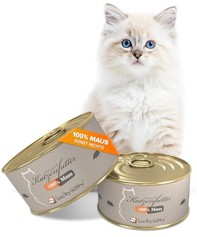 Lucky Kitty Katzenfutter Nass 100% Maus I Beutenahes Katzenfutter ohne Getreide & Zucker I Nassfutter für Katzen & Kitten I Ohne Zusätze, alle Nährstoffe natürlich enthalten I Made in Germany I 4x100g