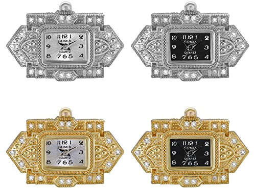 JewelryWe Ringuhr Damen Fingeruhr Analog Quarz Retro Geschnitzt Blumen Strass Edelstahl Verstellbar Ring Uhr Fingerringuhr Uhrenring mit Rechteckig Zifferblatt, Gold Silber