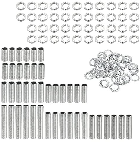 sourcing map Tige Filetée Creuse pour Lampe Trousse avec Encoches Écrous Teeth Rondelles M10 Filetage Fixations Assortiment pour Luminaire Plafonnier Réparation Assemblage Coffret de 126