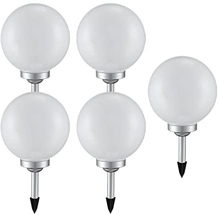 Solarleuchte Kugel Garten LED Gartendeko Solarkugel für Außen 20 cm Kugelleuchte Solar, Leuchtdauer ca. 6-8 Stunden, H 62 cm, 5er Set