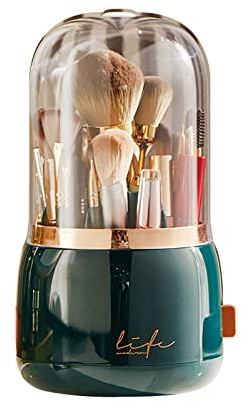 FAMKIT Organizzatore per pennelli da trucco antipolvere con coperchio girevole a 360°, porta pennelli per cosmetici, rossetti, eyeliner
