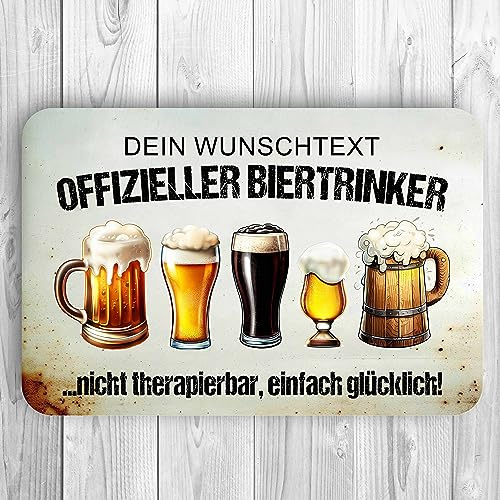 homeyourself - Holzschild Deko Schild personalisiert mit Druck/Wunschtext - offizieller Biertrinker - individualisiert 20 x 30 cm