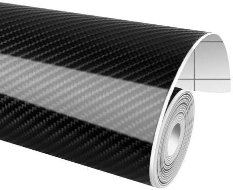 Foneso 6D Carbon Folie, Selbstklebend Autofolie aus Vinyl, Auto Schutz Carbon Folie (Schwarz, 150 X 30cm)
