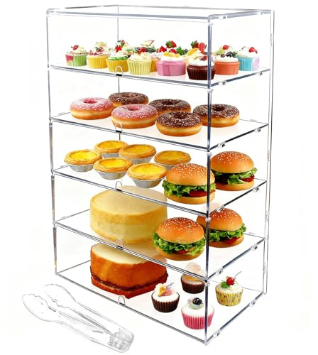 Cityjoy klare Acryl-Thekenvitrine für Bäckereien 5 Ebenen, 5mm hochschlagfeste PETG-Platten, transparenter Acryl-Sandwich-Brotschrank