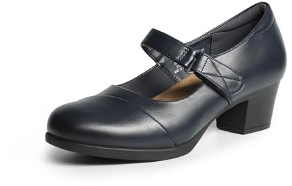 DREAM PARIRS Tjocka lågblockerade stängda tåklackar Mary Janes pumps bekväma rund tå klänning arbete bröllopsskor, Marinblått Xsp, 39 EU