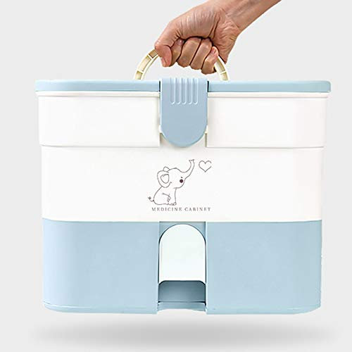 JacCos Haushalts-Erste-Hilfe-Kasten, abschließbarer medizinischer Schrank, medizinischer Aufbewahrungsbox-Organizer für Zuhause, Reisen, Arbeitsplatz (Farbe: Rot) (Blau)