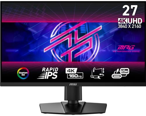 MSI MPG 274URF QD Monitor Gaming 27 UHD 4K (3840 x 2160), Pannello Rapid IPS, 160 Hz, 0.5 ms (GtG), 145% sRGB, Design Senza Cornice, VESA DisplayHDR 400, DisplayPort 1.4a, HDMI 2.1, USB