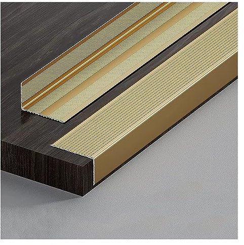 BZJPRFC L-förmige Aluminium-Treppenkanten-Dekoration, Treppen-Sicherheitseckenkantenschutz for Fliesen/Laminat/Holz, Aluminium Bis Vinyl (Color : Gold, Size : W 50mm)