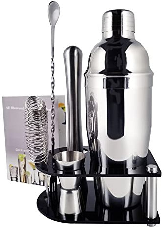 Cocktail Shaker 5-7 pezzi Cocktail Shaker Set Kit barista in acciaio inossidabile Strumento bar Cucchiaio da vino Colino Muddler Jigger Martini Strumenti bar Shaker per Bevande Miste (Color : 7P 750M