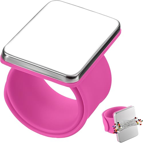 Magnetic Wrist Sewing, Portable Arm Pin Cushion Magnetic Pincushion with Silicone Wristband, Holder Bracelet for Sewing Collection Salon Shop Sewing Hairstyling Supplies (Pink)