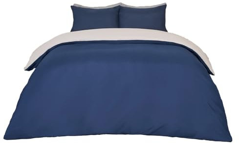 Brentfords Single Duvet Cover Set, Reversible Navy/Grey Soft Breathable Luxury Hotel Quality Microfibre Bed Set Single Duvet Quilt Bedding with Pillowcase