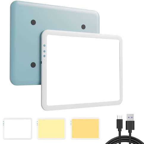 HIUKCOLED Bloc lumineux A4 rechargeable, alimenté par piles, 6 niveaux de luminosité à intensité variable avec 3 couleurs, boîte de traçage de lumière LED sans fil pour peinture diamant, dessin,