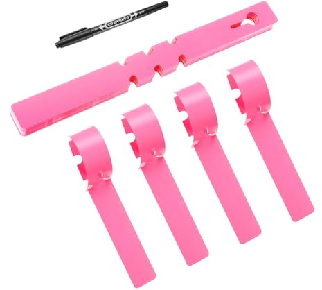PATIKIL 50-Pack Plastic Plant Tags Wrap Around Plant Labels Pink | Adjustable Nursery Garden Tags, Waterproof Hanging Tree Labels, with Pen, for Garden