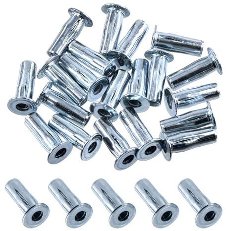 Keadic 20 pièces M6 Multi Grip Rivet Écrou Boulonné Inserts filetés plaqués zinc à tête plate rainurée Nutsert Éléments de fixation pour l'industrie du bâtiment