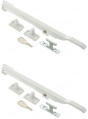 2 x Modern Contemporary Design Lockable Casement Window Stay 10 250mm (White)