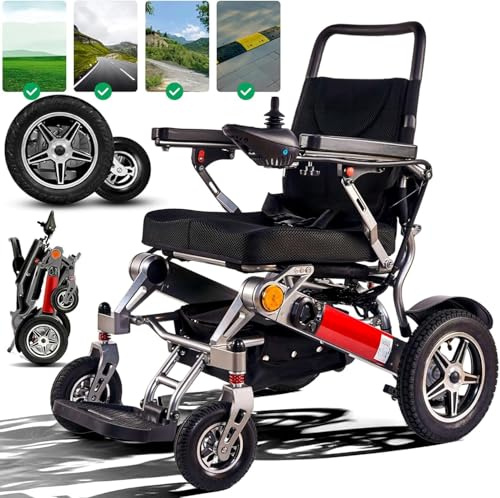 Fauteuils roulants électriques pliables légers de 500 W pour adultes – Fauteuils roulants motorisés pour tous les terrains – Fauteuils roulants portables à longue portée – Pliable et facile à